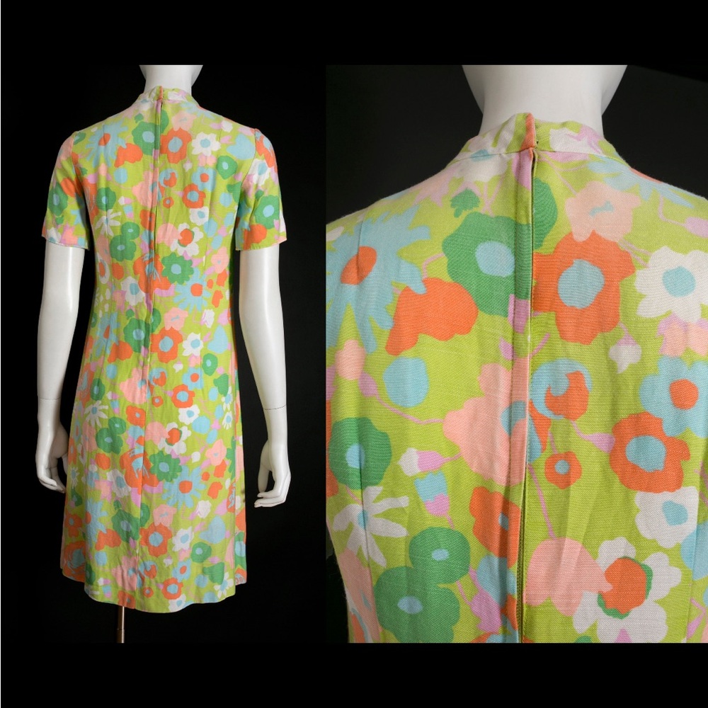 Vintage 60s Flower Power Dress - Picture 4 of 5
